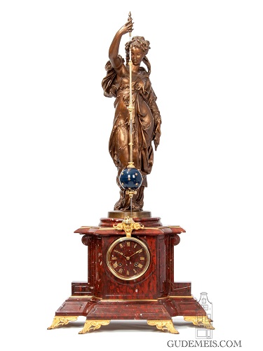A large French Napoleon III conical pendulum mystery clock Farcot, circa 1860.